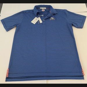 Bald Head Blues Men's Shipwreck Golf Striped Polo Shirt Blue Size Large NWT